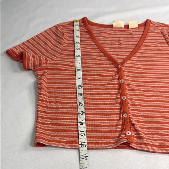 Levi's V-Neck Orange Striped Tee - Picture 4 of 5